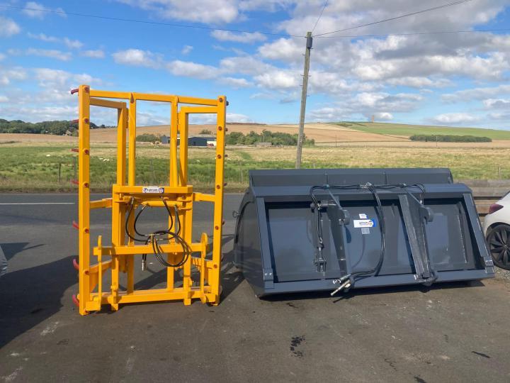 New Zealand; Push off bucket and square bale stacker